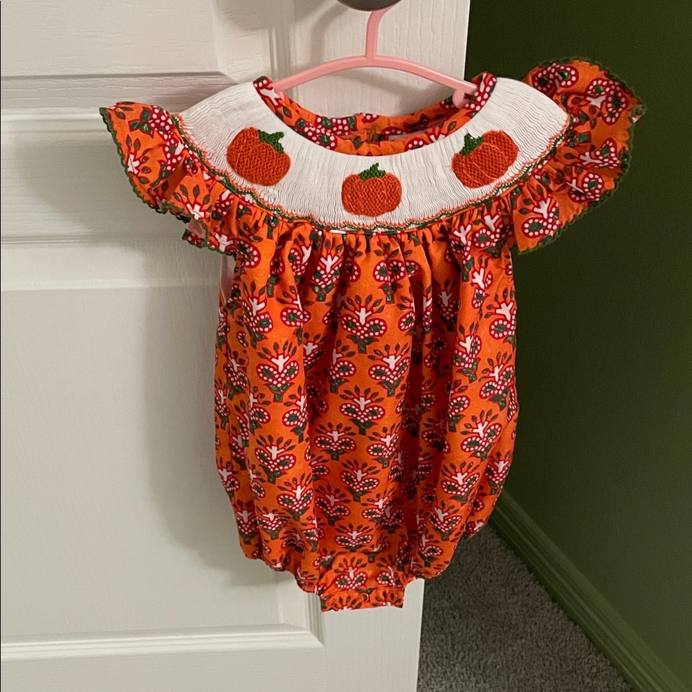 Festive Orange Pumpkin Romper for Kids